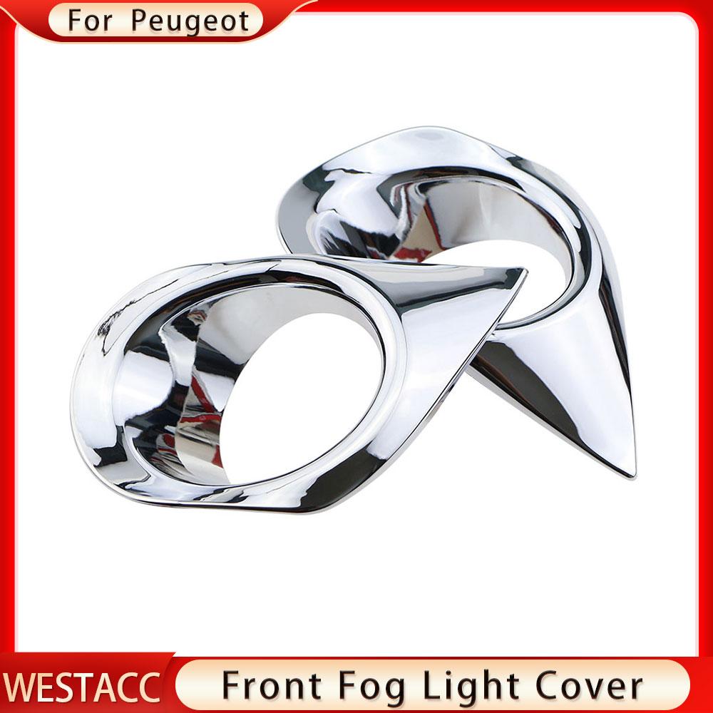2Pcs/set ABS Chrome Car Front Fog Light Lamp Frame Cover Trim Decoration Sticker for Peugeot 2008 2014 -