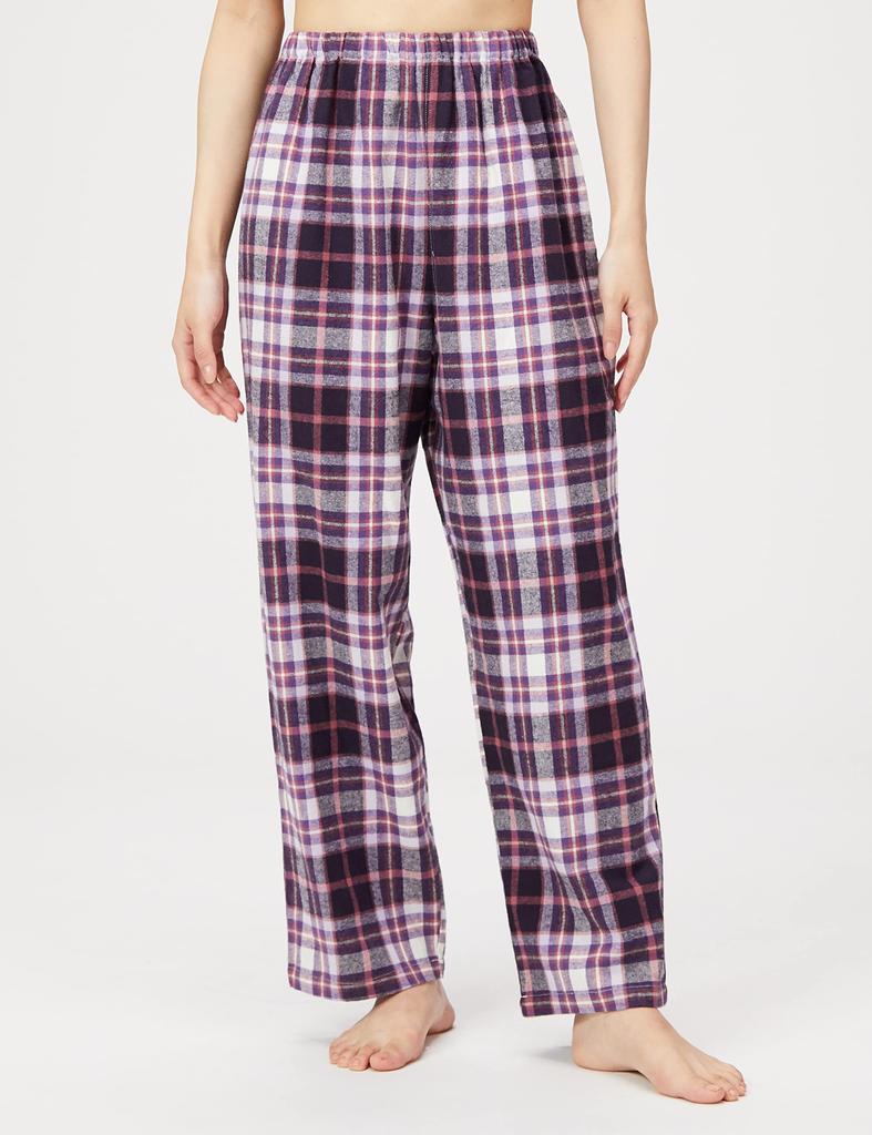 Gunze CI Comme CA Хлопковая виелла с длинным рукавом, с начесом, размер M, женская, 100%, домашняя одежда, брюки, ткань, окрашенная в пряже, фиолетовый,