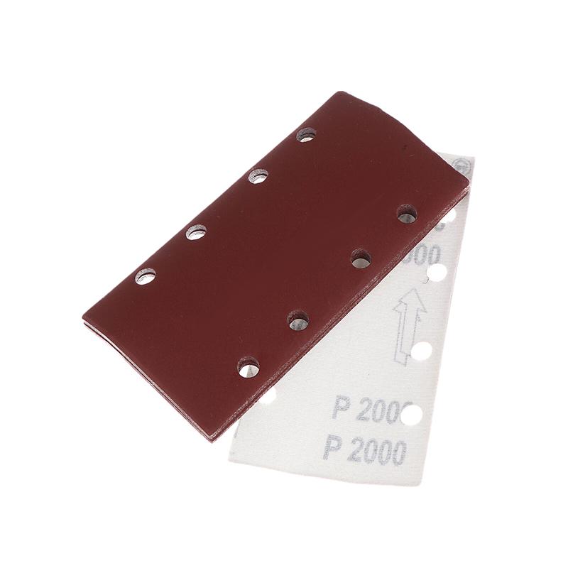10 шт. Прямоугольные премиальные флокированные листы наждачной бумаги с 8 отверстиями, самоклеящиеся 185X93 мм - Ассорти абразивности для пневматических шлифовальных машин