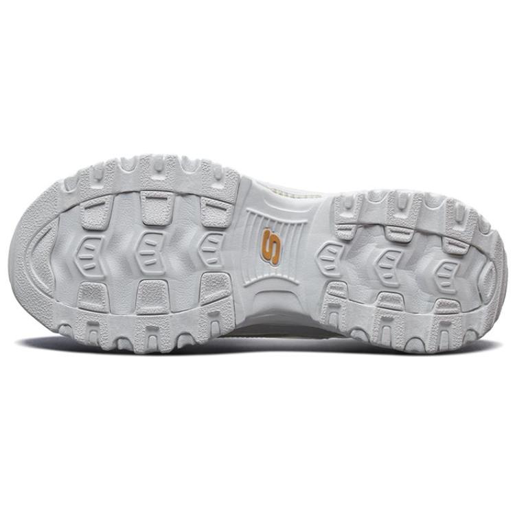 Skechers D'Lites 1.0 Small White Bear Gold Logo Breathable Height Increasing Low top Chunky Sneakers Women's (Unisex) Chunky Sneakers