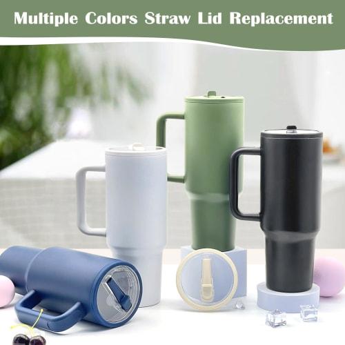 Set of 2 Flip Straw Lids for Stanley Quenchers - Leak-Proof, Reusable Lids for 30 oz Tumblers (White)