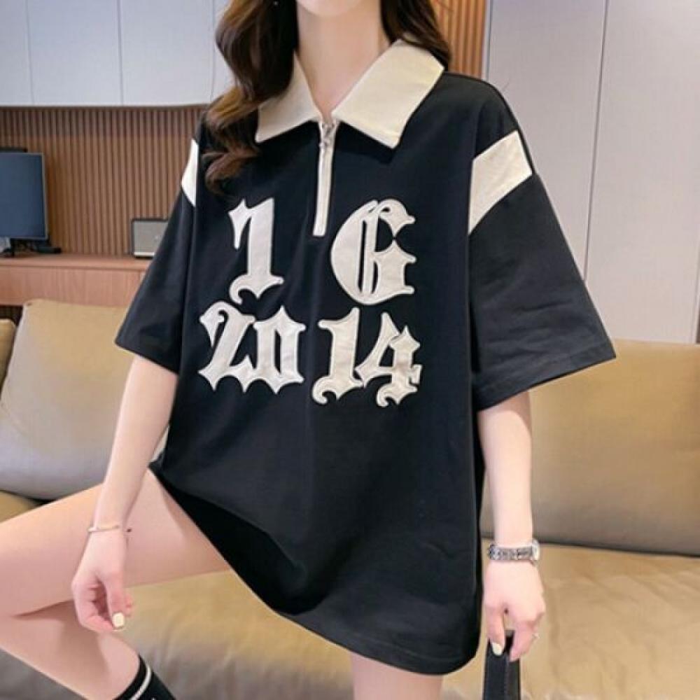 Navava Men S looSe FiT Collar ShorT Sleeve T ShirT wiTh leTTering Color Block nT