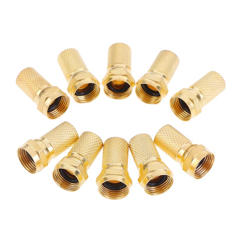 10 шт. скручивающиеся вилки коаксиального кабеля Rg6 типа F, латунный разъем, медь