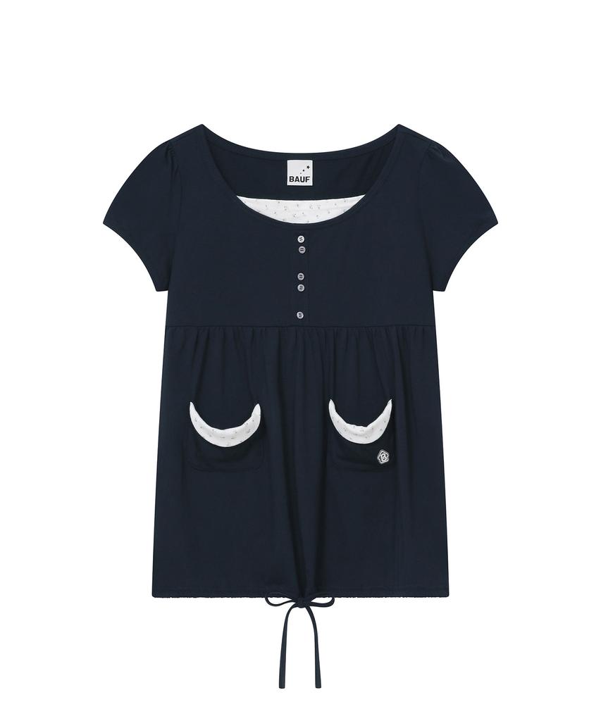 BAUF Shirred Flare T-Shirt [Navy]