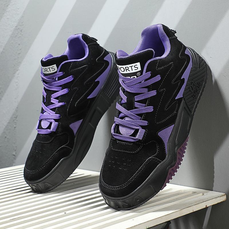 Spring new color matching mesh casual fashion round head high-top retro young men's shoes breathable