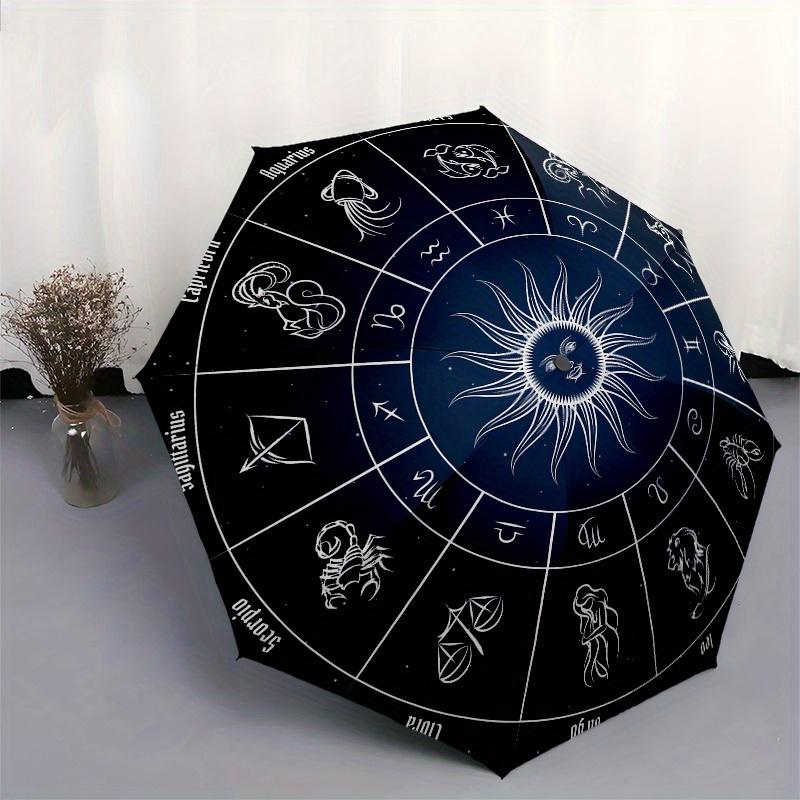 Zodiac Wheel Astrology Chart DecorUmbrella, Portable 3-Fold Compact Umbrella for Men & Women Gift