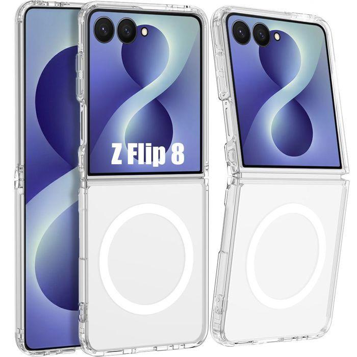 Coque pour Samsung Galaxy Z Filp 8, Protection Antichoc avec Cercle Magnétique - Transparente