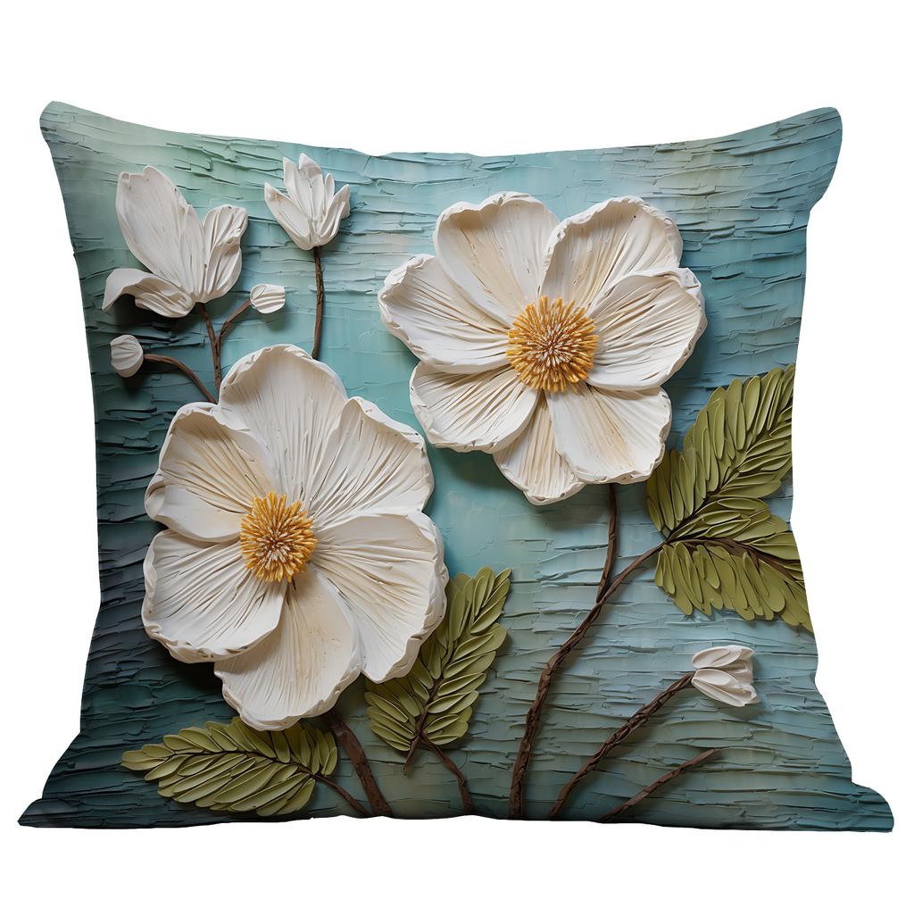Новая наволочка с цветочным принтом, имитирующая трехмерный стиль масляной живописи, креативная цветочная, для дома, гостиной, диванной подушки