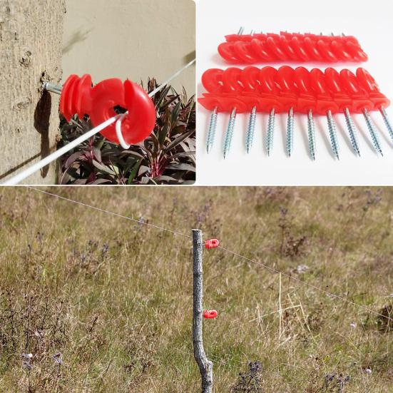 1 Set Electric Fence Insulator Screws Fence Ring Post Self-Tapping Insulator Labor-Saving Wood Post Insulator Grid System Accessories