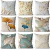Golden Ginkgo Leaf Peach Skin Velvet Pillow Cover Leaf Print Home Pillow Cover Living Room Cushion Cover