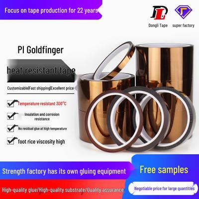Высокотемпературная полиимидная лента Gold Finger PI — огнестойкая, чайного цвета.