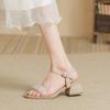 Leather flat for Huizhou women's shoes heels with sandals thick heel summer new open-toed sandals women