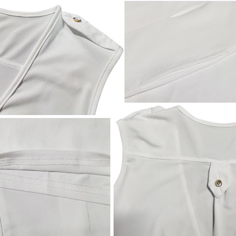 Летний однотонный комбинезон без рукавов с высокой талией и V-образным вырезом для женщин