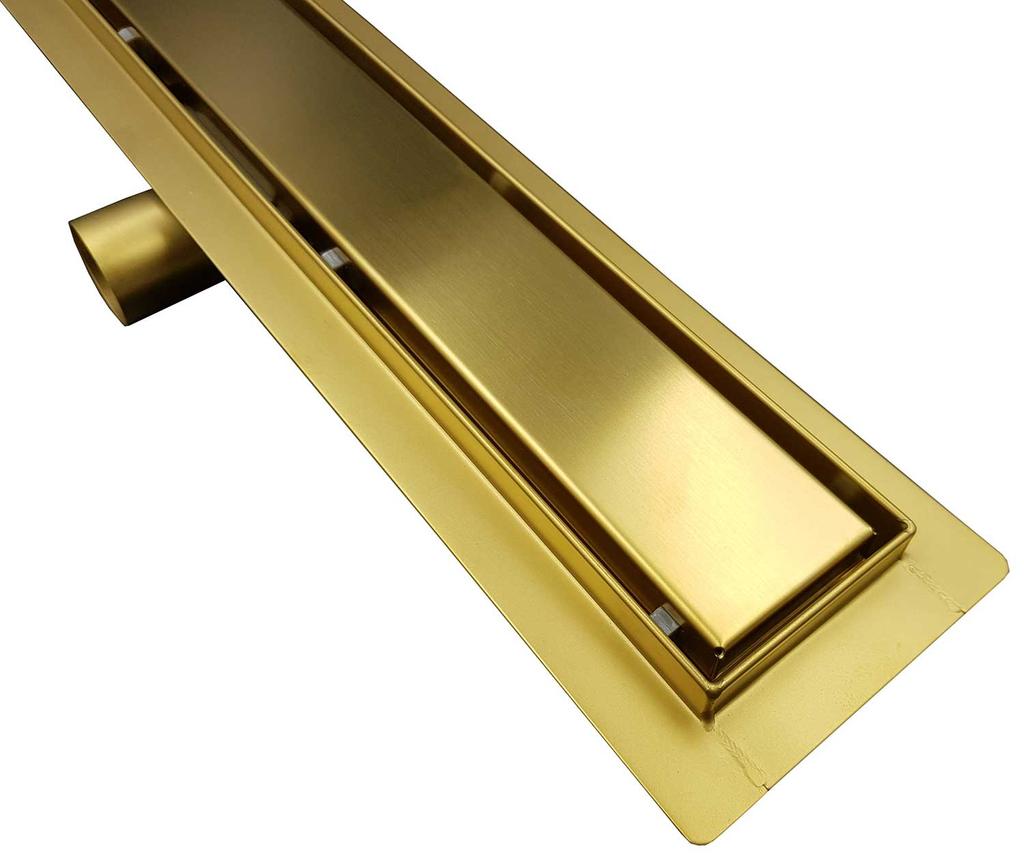 Stainless Steel Linear Floor Shower Drain, Gold, 60 Cm
