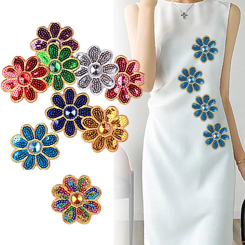 10 шт. блестки вышитые наклейки на ткань маленькие восьмиугольные цветы костюмы для выступлений этнические костюмы аксессуары термонаклейки