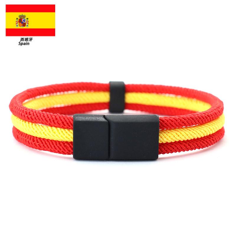 Noter New Novel Flag Color Bracelet For Men 4mm Nylon Cord Chain Braclet Openable Magnet Buckle Spanish Ukrainian Symbol Braslet