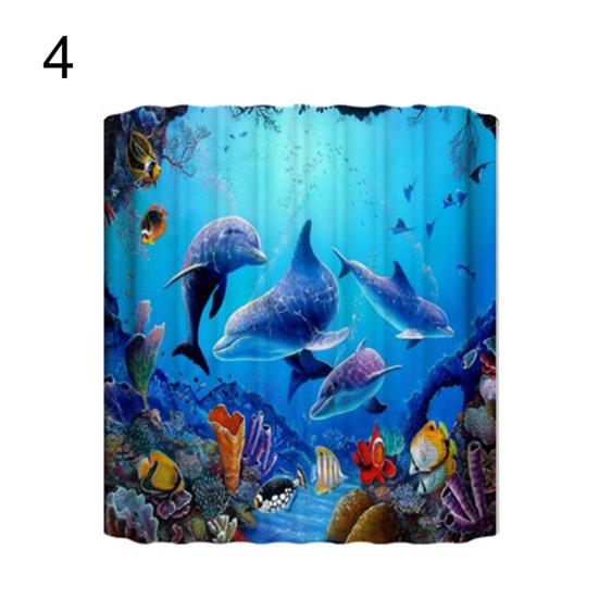 Yousheng Ocean Душевая занавеска с синим дельфином из полиэстера, плотная напечатанная душевая занавеска с крючками для ванной комнаты