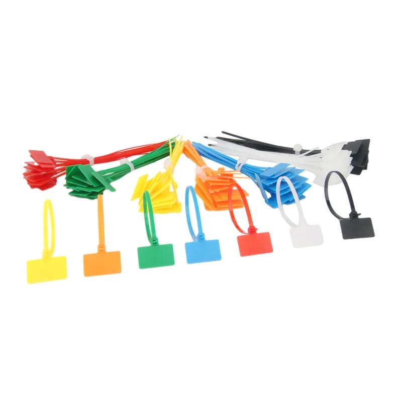 100 шт. Легко маркируемые нейлоновые кабельные стяжки 4*150 мм, бирки, пластиковые петлевые стяжки, маркеры, кабельные бирки, самозатягивающиеся хомуты