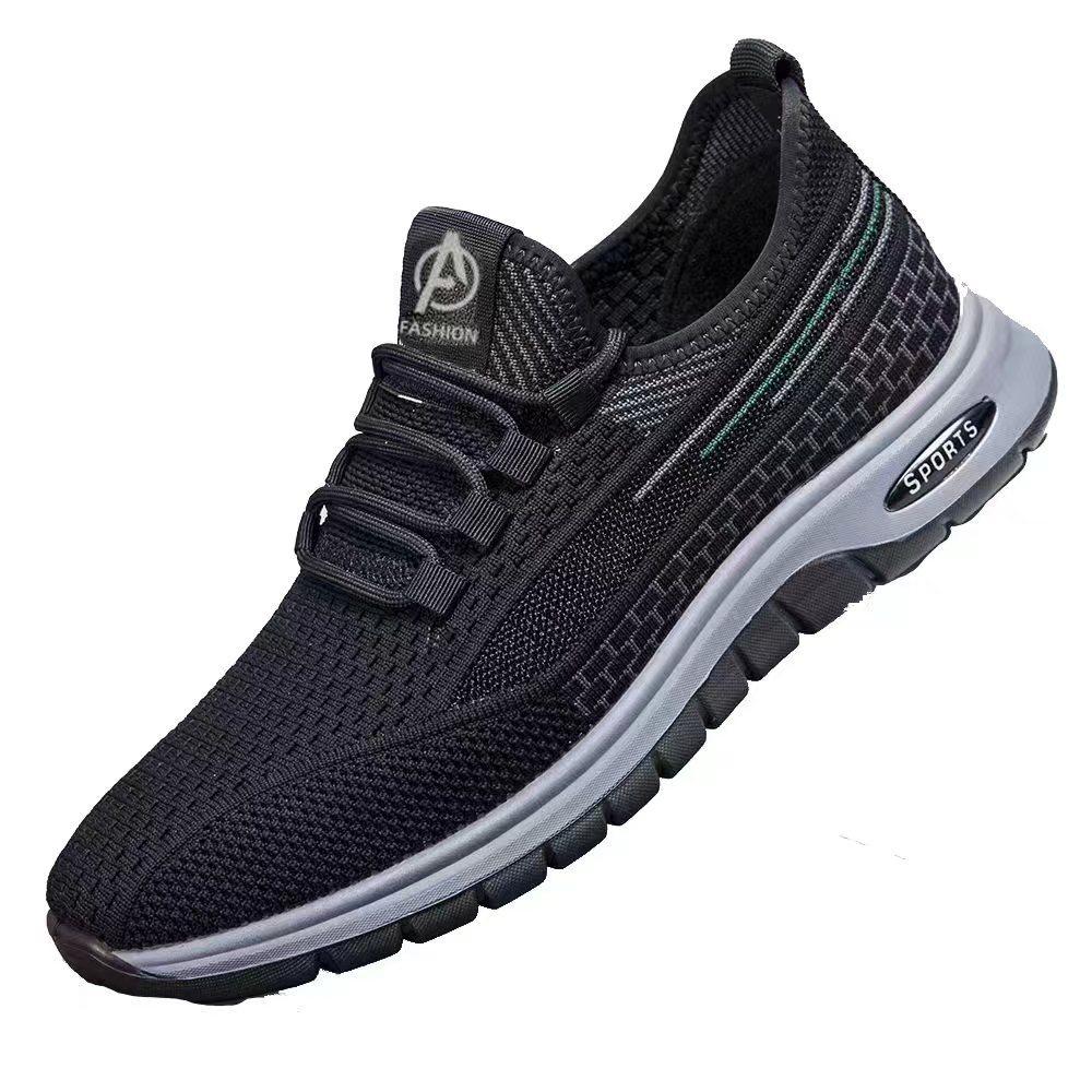 Летняя новая мужская дышащая универсальная обувь из летящего плетения, повседневная, нескользящая и износостойкая, корейская версия модной мужской обуви