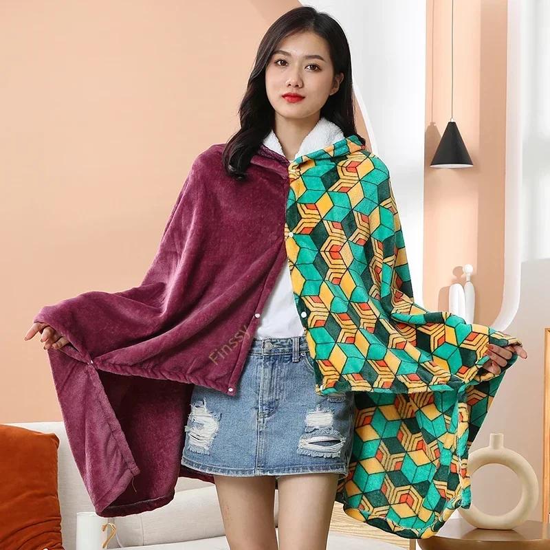 Клинок, рассекающий демонов Плед Аниме Kimetsu No Yaiba Косплей Реквизит Танджиро На заказ Женская пижама Взрослый халат Шаль Ночная рубашка Домашняя одежда