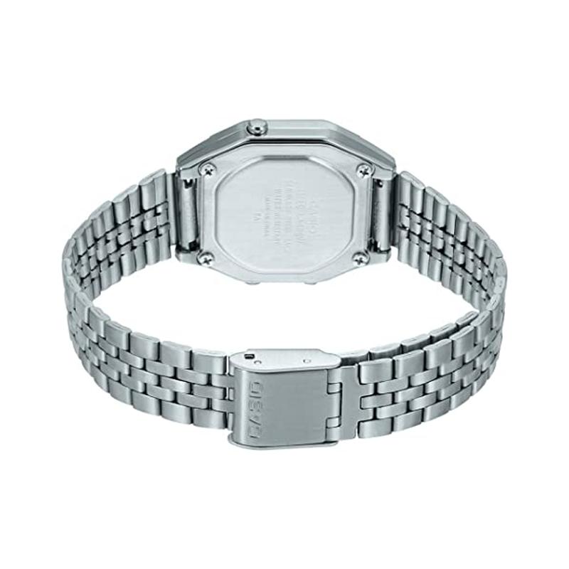 Casio Серия VINTAGE-L цифровой дисплей маленький квадратный часы розовый электронные водонепроницаемые кварцевый механизм стальной ремешок японские и LA680WA-2C