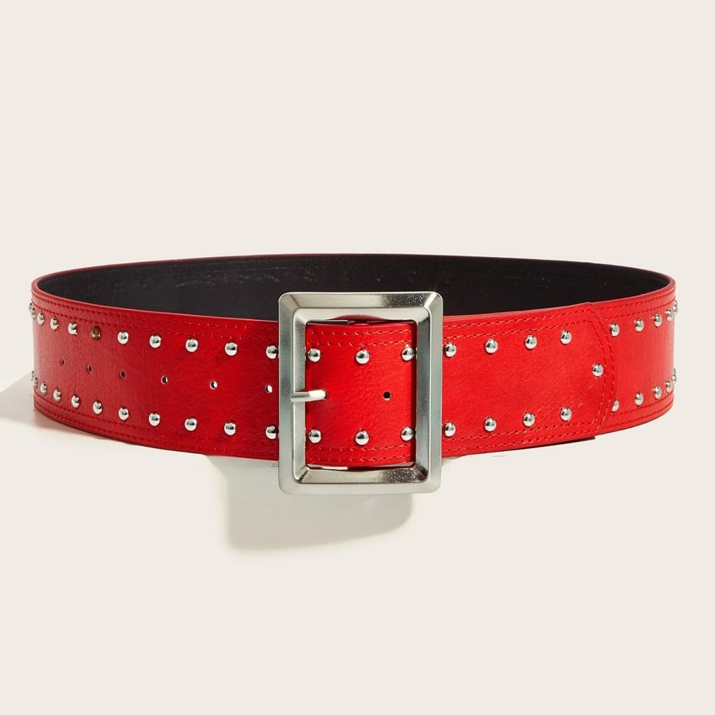 Leather Punkinspired Belt Decorative Nail Motifs Snap Closure Trendsetter Looks