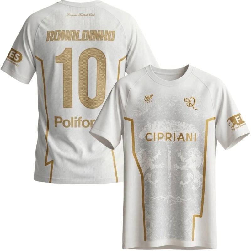 2026 Новый RONALDINHO №. 10 ретро-футбольная майка, дышащая спортивная футболка из сетки, унисекс, памятный топ для фаната