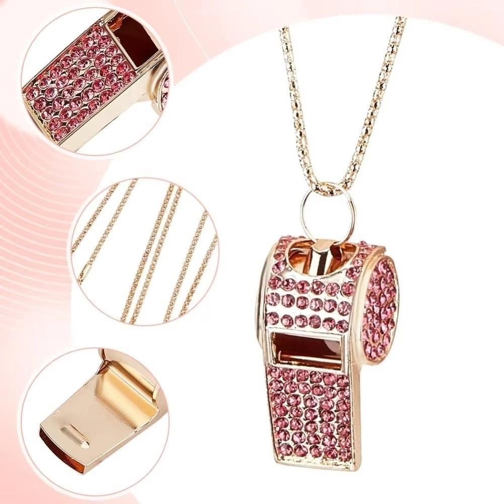 with Lanyard Whistle Chain Crystal Rhinestone Gold Bling Whistle For Referees, Coaches, Teachers
