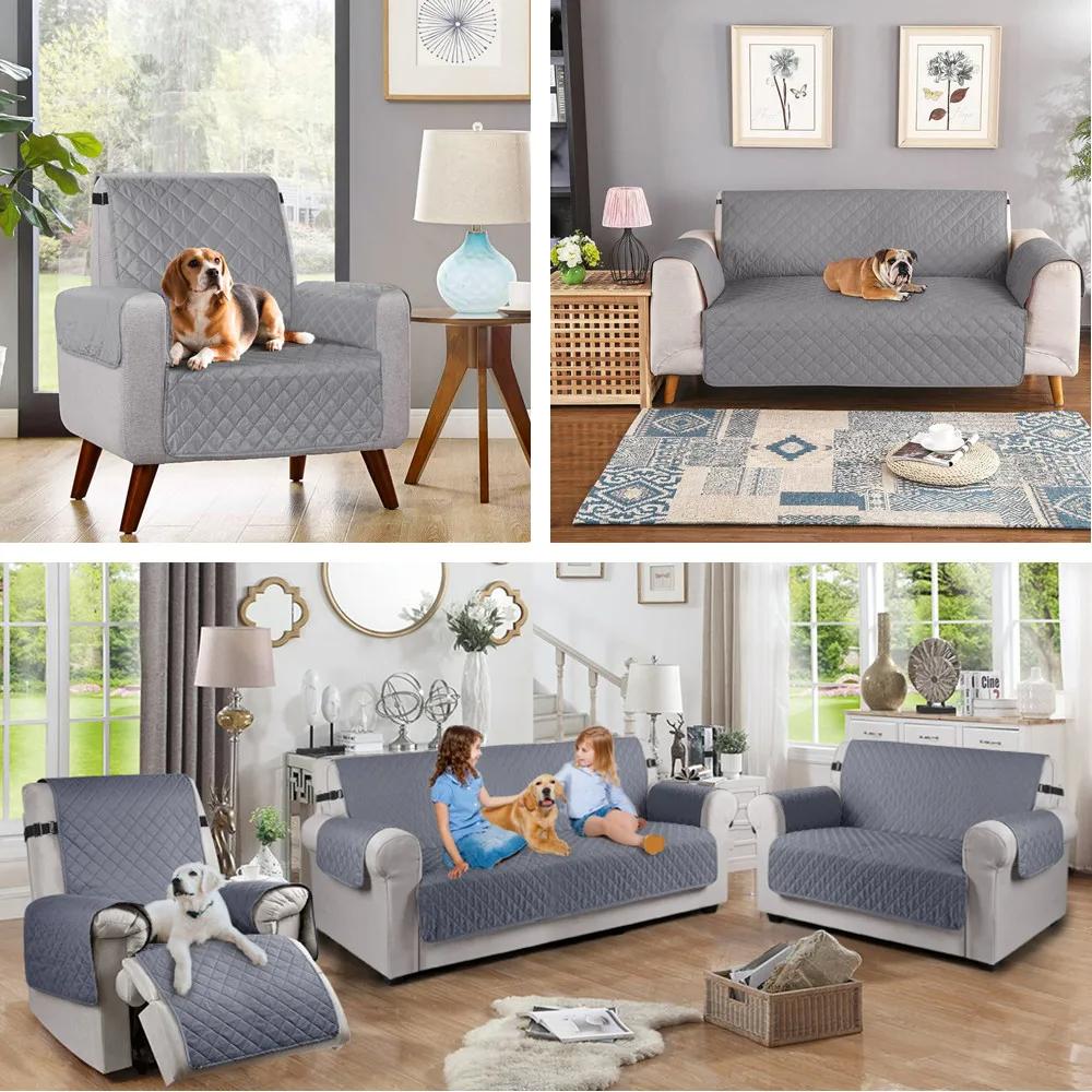 Sofa Covers Water Resistant Couch Cover Reversible Furniture Protector Without Pocket Elastic Straps for Kids Dog Sofa Slipcover