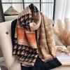 Houndstooth Autumn And Winter Thickened Short Beard Tassel Fashion Warm Ladies Scarf Medium Length Air Conditioner Shawl