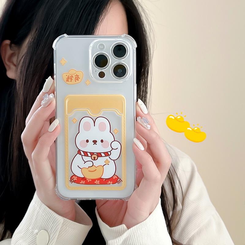 Мультяшный защитный чехол Zhitai для iPhone 13, 14ProMax и 15 с держателем для карт