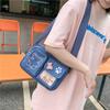 Canvas Small Bag Japanese Ins Women Shoulder Bag Cute Funny Personality Embroidery Bear Girl Student Transparent Messenger Bag