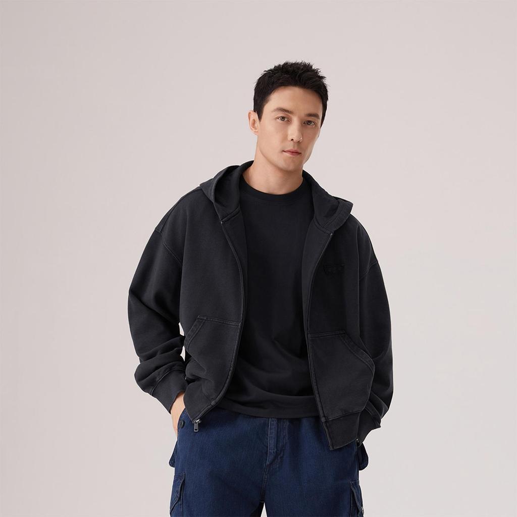 Levi's Мужская толстовка с капюшоном и полной молнией, свободного кроя, черная 006P6-0001