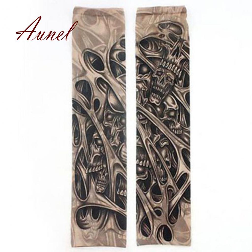 Fashionable Unisex Stretchy UV Protection Cycling Outdoor Fake Slip On Tattoo Arm Sleeve