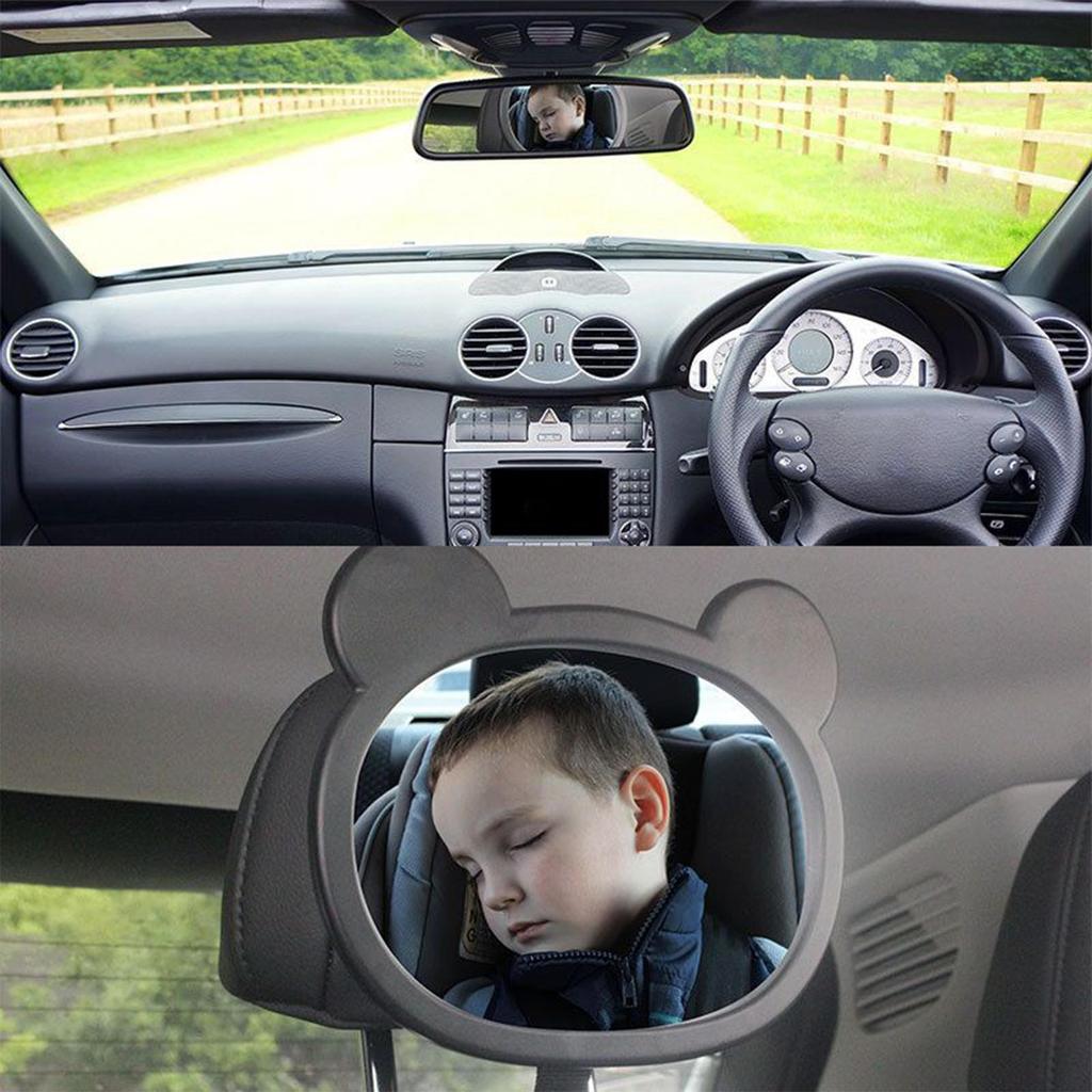 Car Seat Mirror 360 Degree Rotation Backseat Baby Mirror Rear Facing With Cartoon Frame Safety Monitor Rearview Shatterproof For