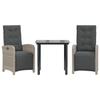 VidaXL Ensemble de Bistro avec Coussins 3 pcs, Chaises et Table de Patio, Meubles de Terrasse Extérieur, Moderne, Gris Clair 3212605
