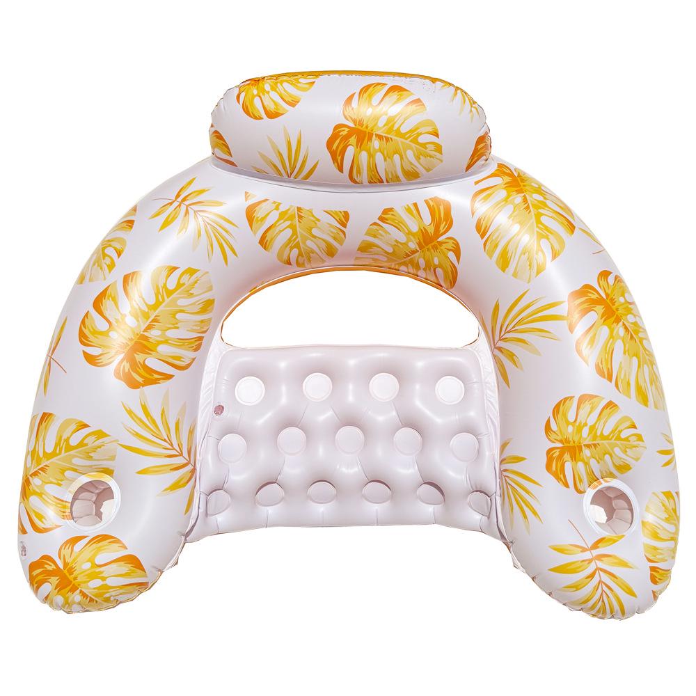 Плавательный круг со спинкой в виде фламинго с пайетками большого размера, с подстаканником и ручками