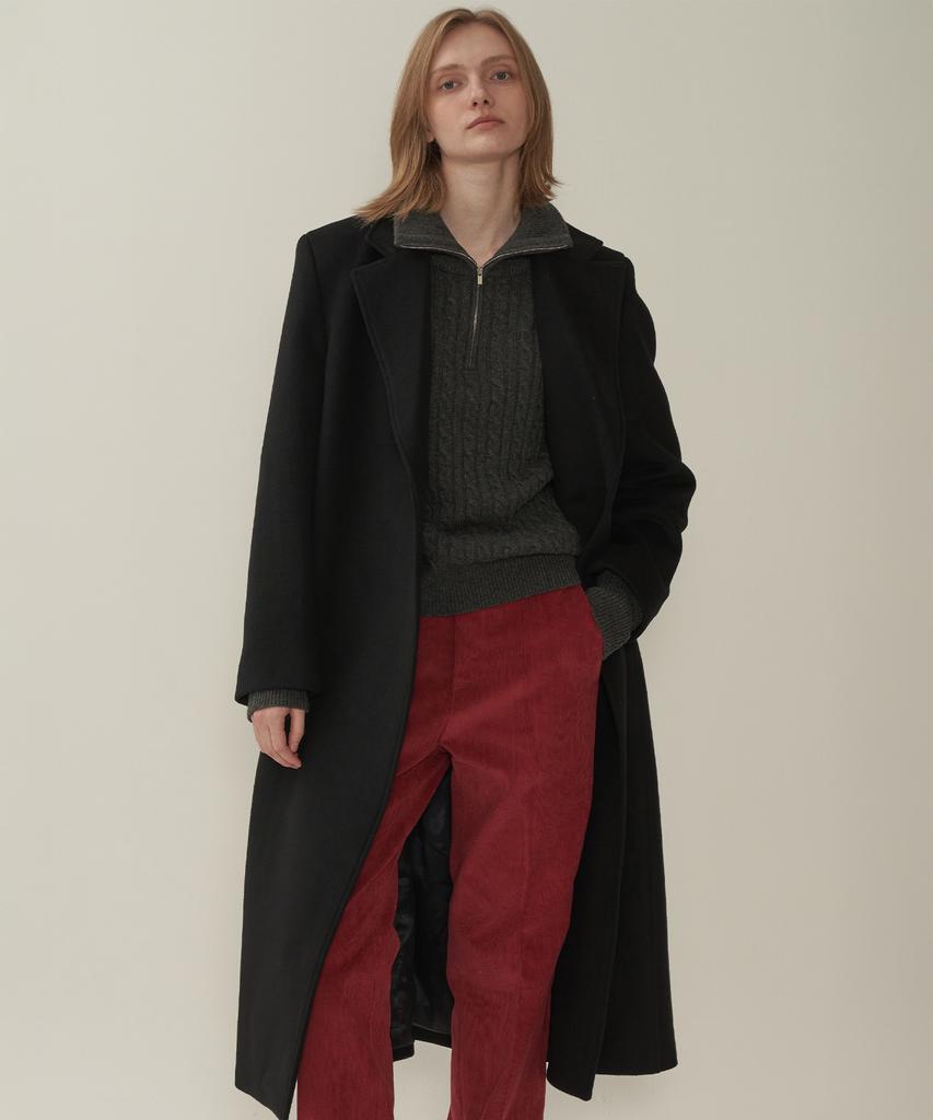 Mott Wool Single Long Coat - Black