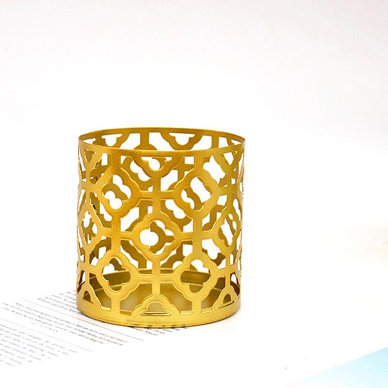 1 шт., железный подсвечник, геометрические выдолбленные золотые подсвечники, ароматная чашка для свечей, ремесленная работа