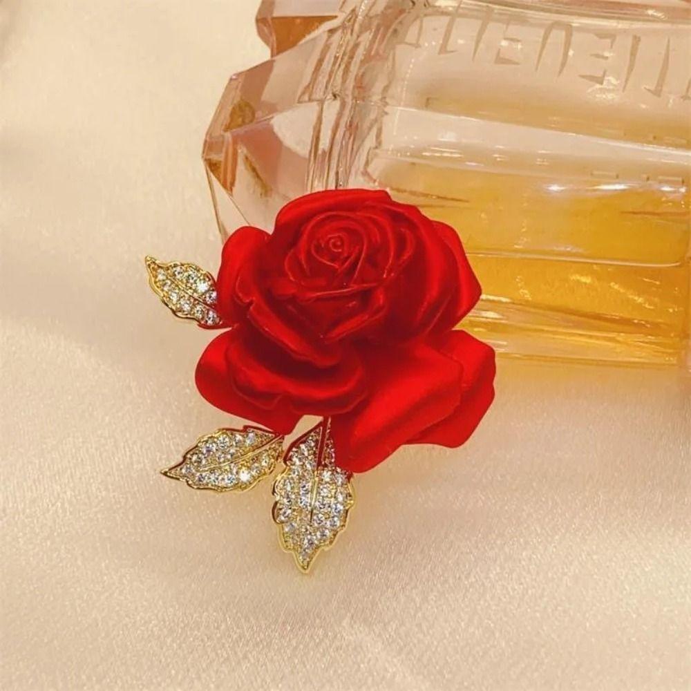 Темпераментная красная роза цветок брошь элитный элитный костюм булавки званый ужин