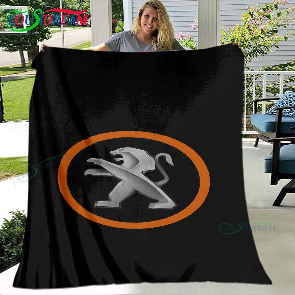 Fashion Car P-Peugeot Logo Blanket Flannel Throw Blanket For Home Bedroom Bed Sofa Picnic Office Hiking Leisure Nap Gift