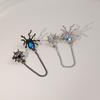 Dark Spider Ear Cuff: Metal Chain, Moonstone Water Drop & Web Design