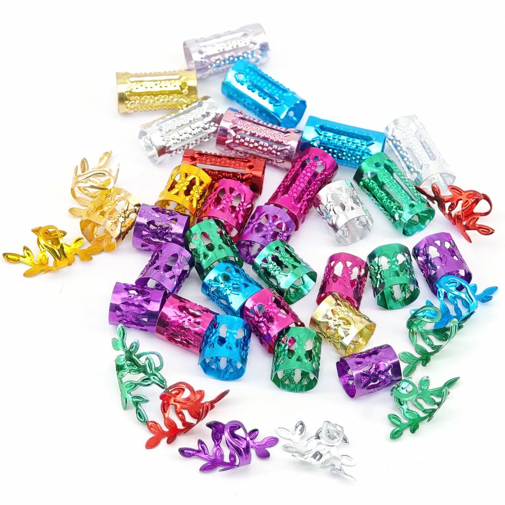 40 шт. смешанных цветов Полые Дредлоки Украшения для волос Аксессуары Уличный хип-хоп стиль Кольца для волос для женщин девушек Музыкальный фестиваль