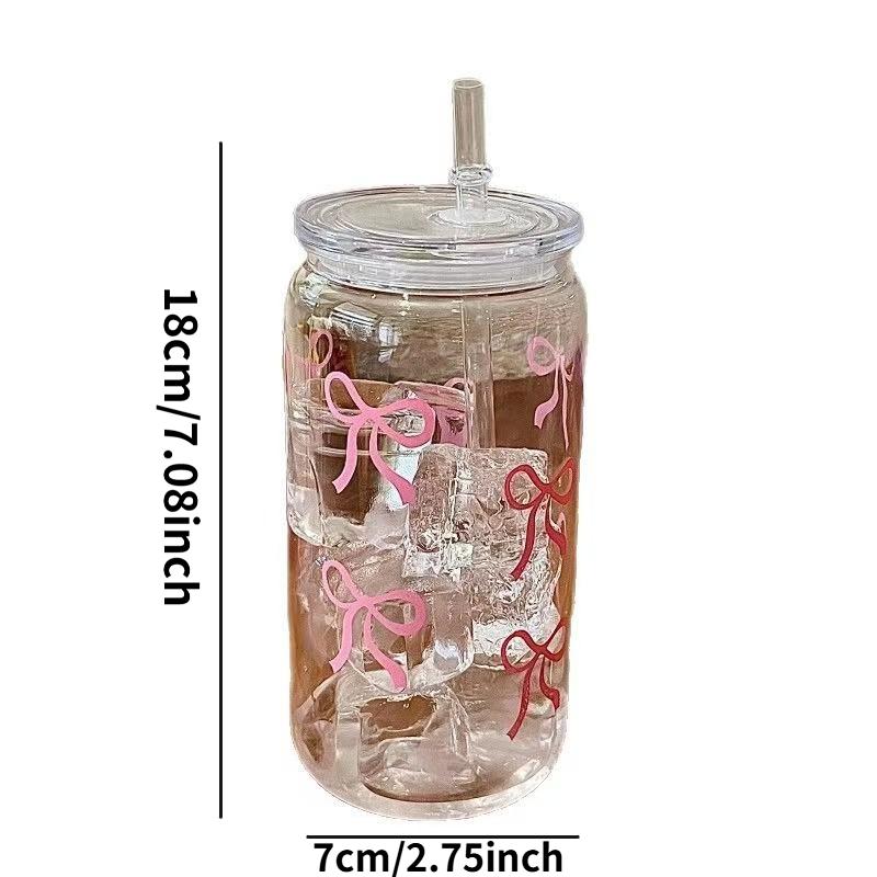 1pcs Portable Plastic Cup with Bow Design, Casual Style BPA-Free Water Bottle, Milk Tea Cup with Straw, Lightweight Luxury Feel