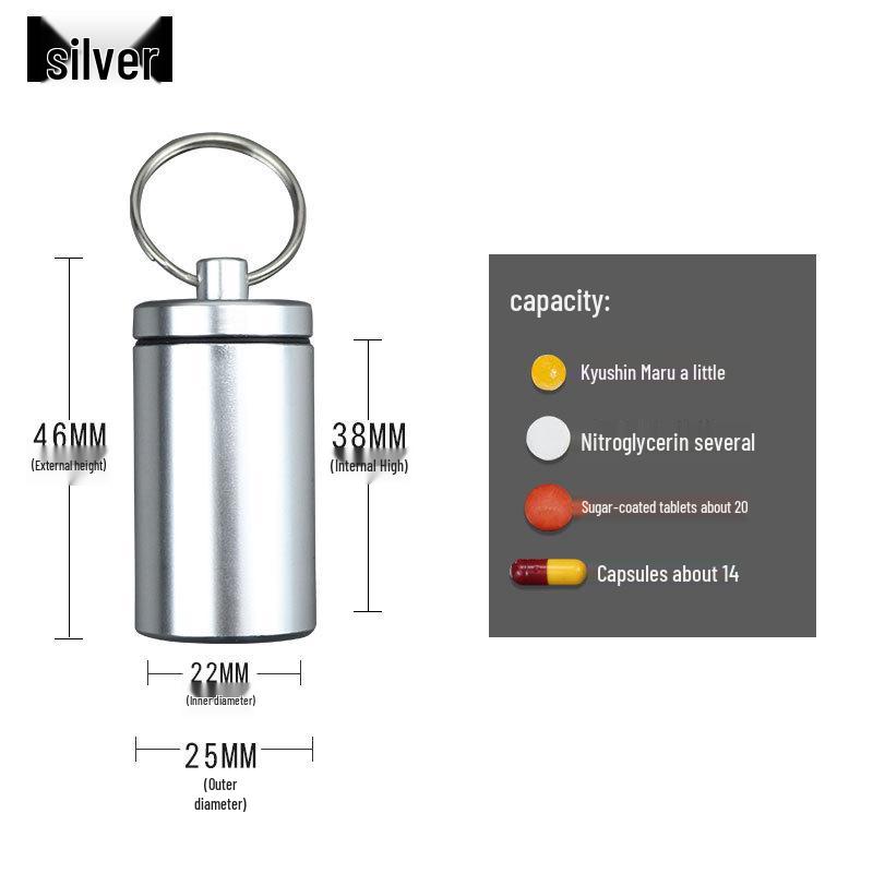 Водонепроницаемая портативная таблетница из алюминиевого сплава для путешествий