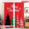 2pcs 2D Flat Printing Merry Christmas Popular Window Curtains Merry Christmas Trees Buffalo Plaid 100% Polyester Fabric Without