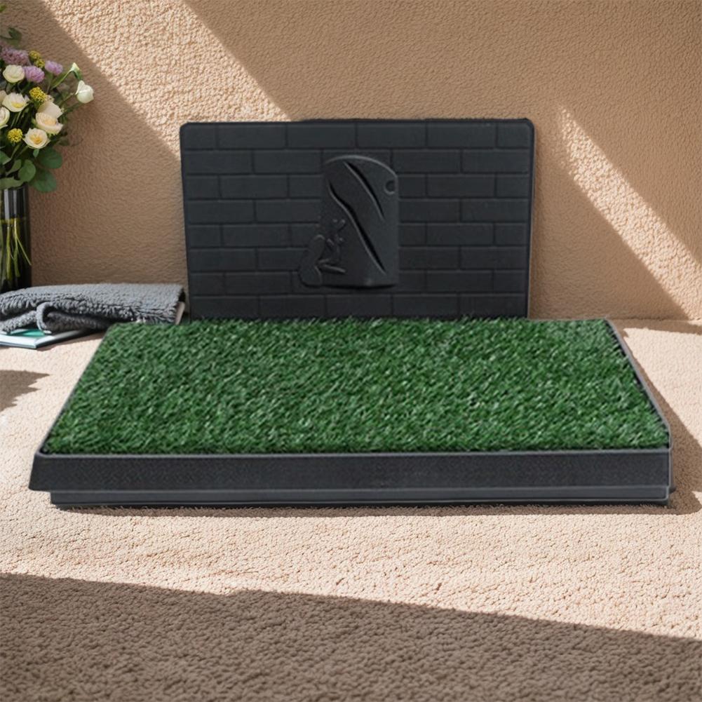 Artificial Grass Dog Potty Pad with Large Tray Multi Drainage Holes Splash-Proof Design Reusable for Indoor Outdoor Porch Use