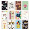 Creative Birthday Card Set (24pcs) – 12 Envelopes, Blessing Stamping Cards & Blank Sticky Notes for Parties
