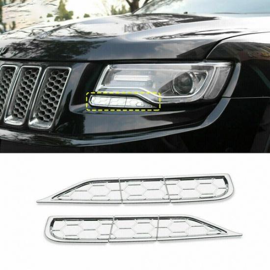 6pcs Headlight Cleaning Trim Cover Decor for Jeep Grand Cherokee 2014-16 Chrome
