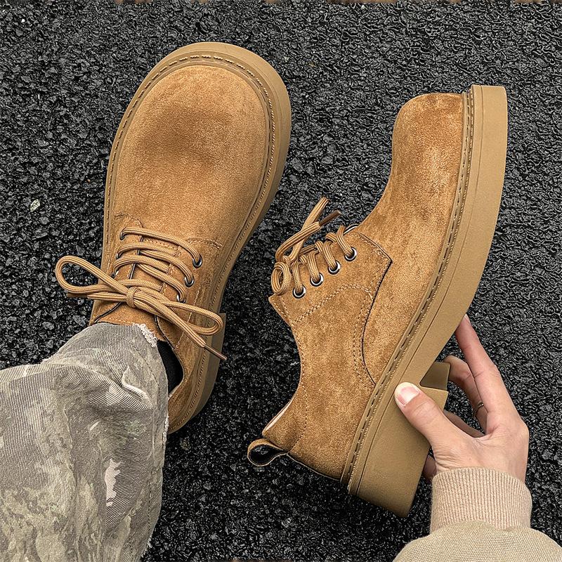 Ботинки Martin мужские 2024 года, новые туфли на шнуровке с большим носком, модные туфли на толстой подошве, универсальные туфли Дерби с низким верхом 25611-J